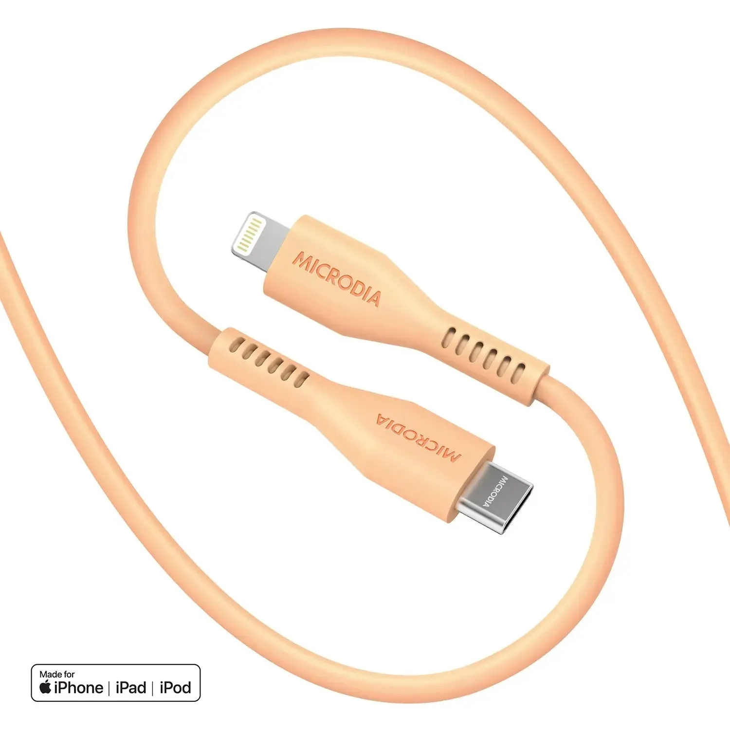 MICRODIA Fruitywire? Liquid Silicon 60W USB-C to Lightning Charge & Sync Cable Interface USB-C (USB2.0), MFi Lightning Transfer Speed 480Mbps Matte Texture Finish Comfort Pattern Texture