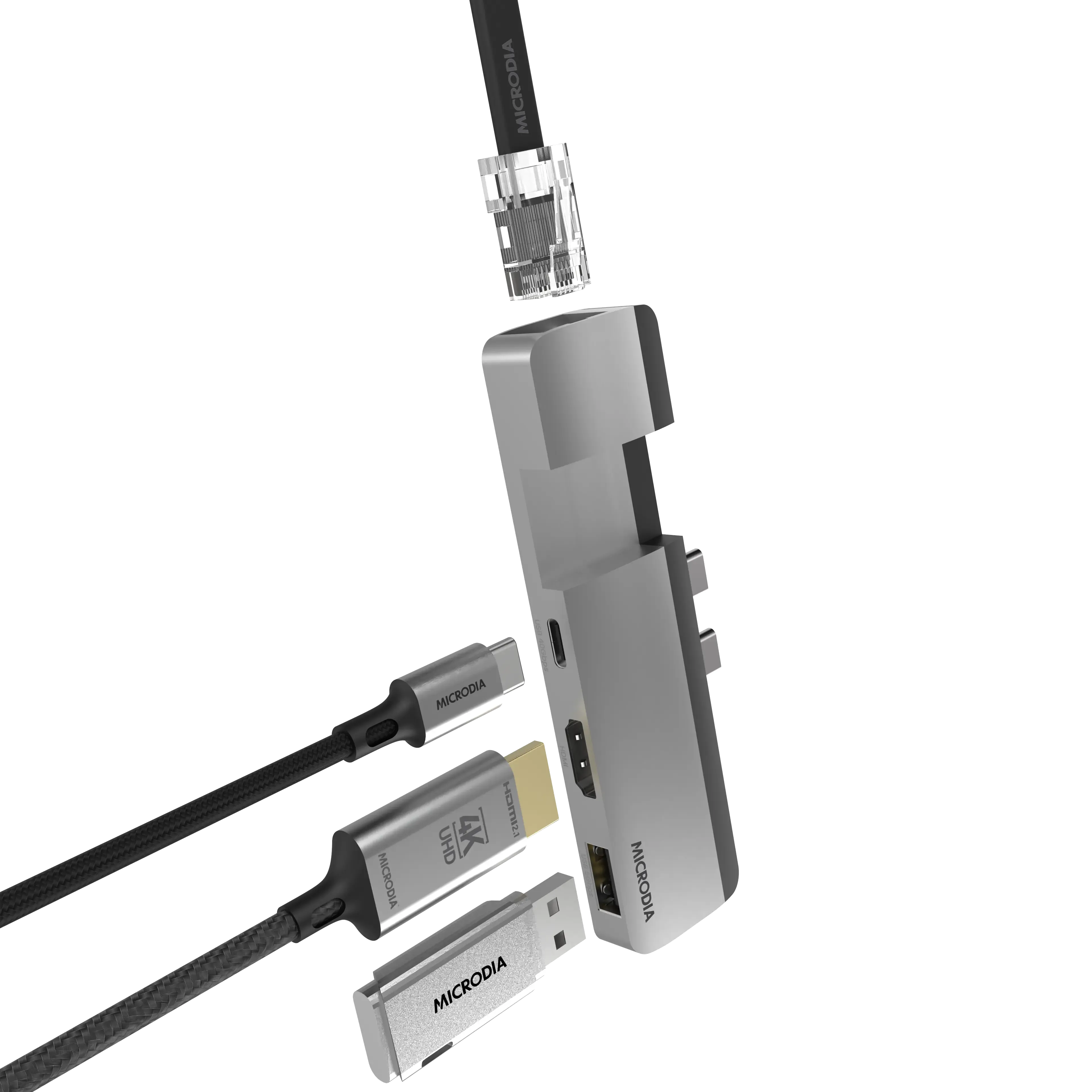 MICRODIA MAXIHub? 5-in-1 / 4-in-1 HUB for MacBook Hybrid Material