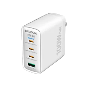 Grip Texture MICRODIA SMARTCube? Nano 100W, GaN Wall Charger, 3-Port & USB-C PD3.1   USB-A QC4.0