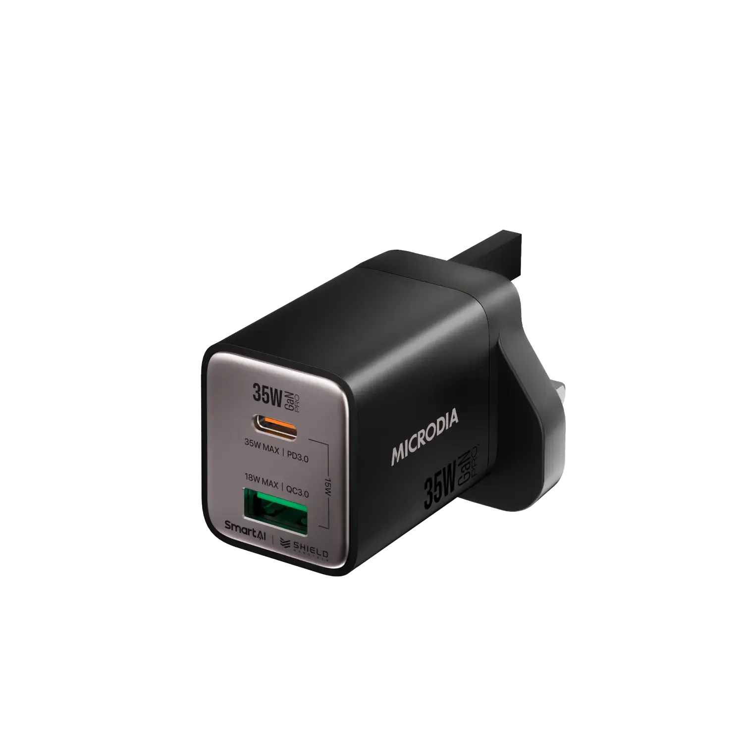 MICRODIA SMARTCube? Nano 35W GaN Pro Wall Charger, Dual-Port, USB-C PD3.0   USB-A QC3.0 Matte Pattern Layer