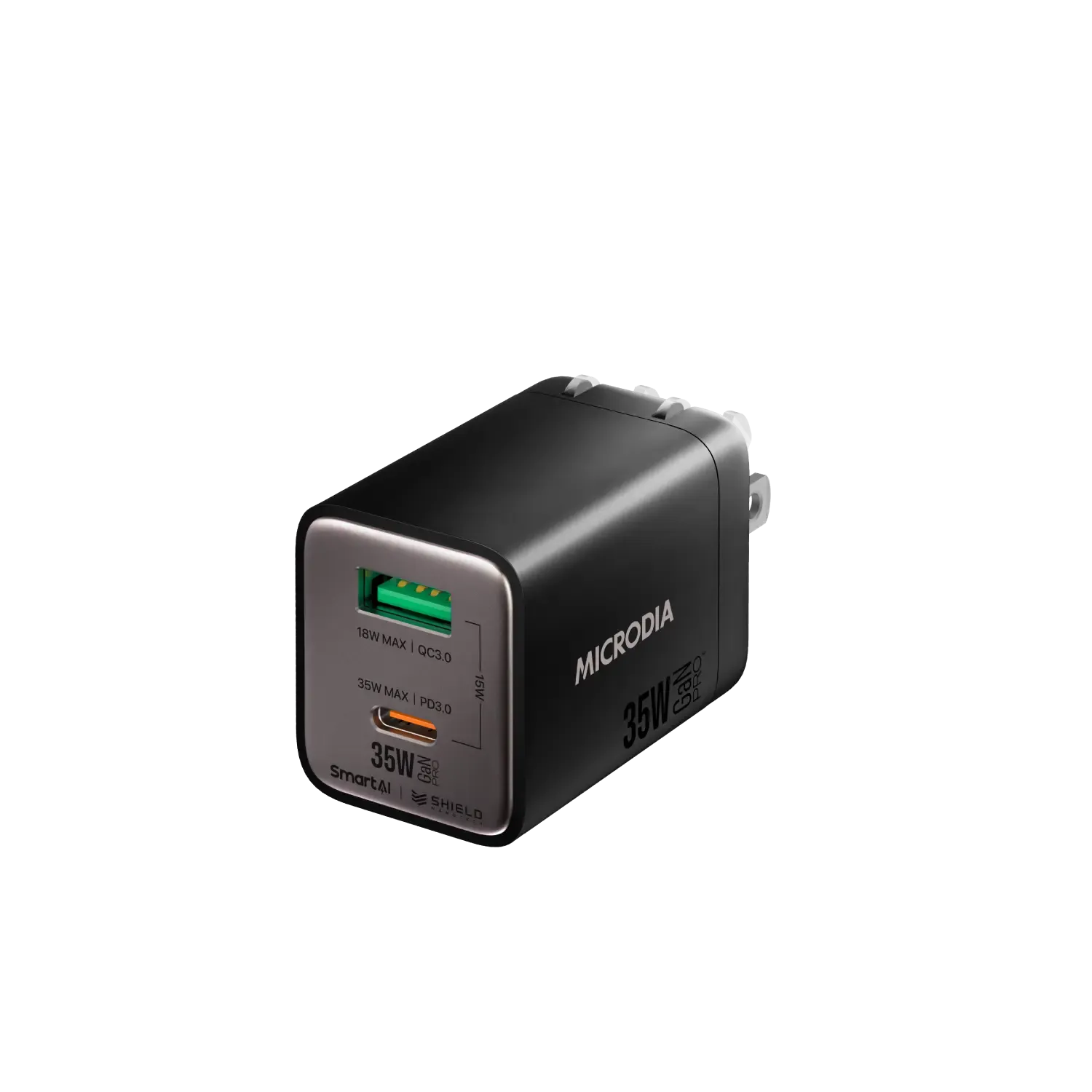 MICRODIA SMARTCube? Nano 35W GaN Pro Wall Charger, Dual-Port, USB-C PD3.0   USB-A QC3.0 Creative Form