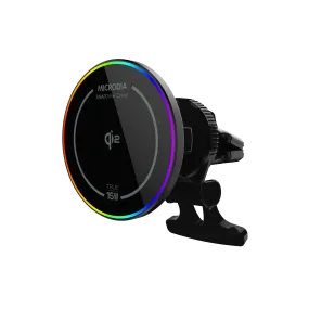 MICRODIA SnapDrive?  CIRCLET Qi2 15W Magnetic Wireless Car Charger with RGB Lighting Hybrid Finish Texture