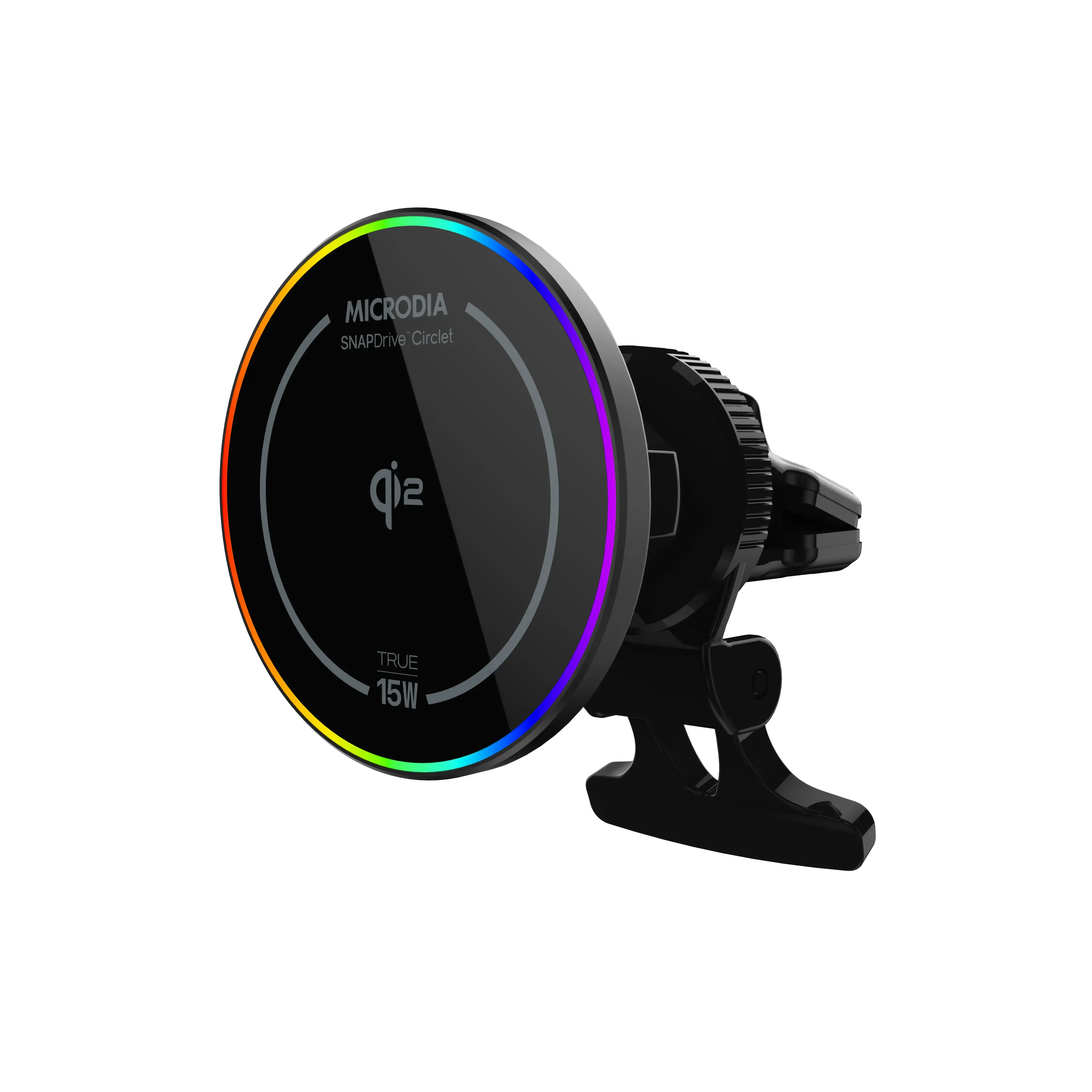 MICRODIA SnapDrive?  CIRCLET Qi2 15W Magnetic Wireless Car Charger with RGB Lighting Hybrid Finish Texture