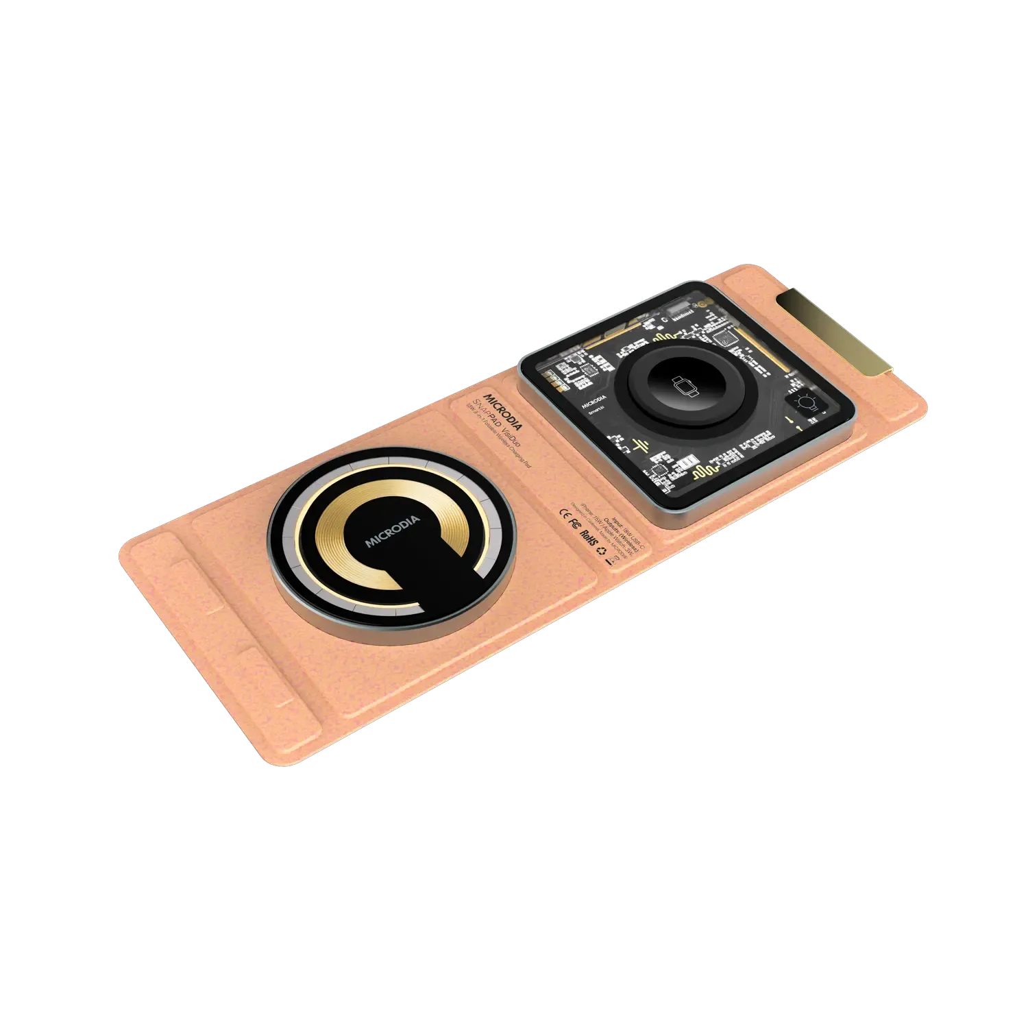 Smart Accessory elegant design MICRODIA SNAPPad? Visi.DUO Crocodile Birkin, 18W 3-in-1 Portable Foldable Wireless Charging Pad