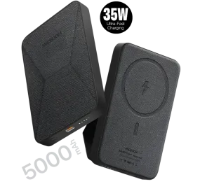 MICRODIA SNAPPower? MagGo 35W, 5000mAh Magnetic Wireless Power Bank, 15W Wireless Output   20W USB-C PD Output with Flipstand Stylish Touch