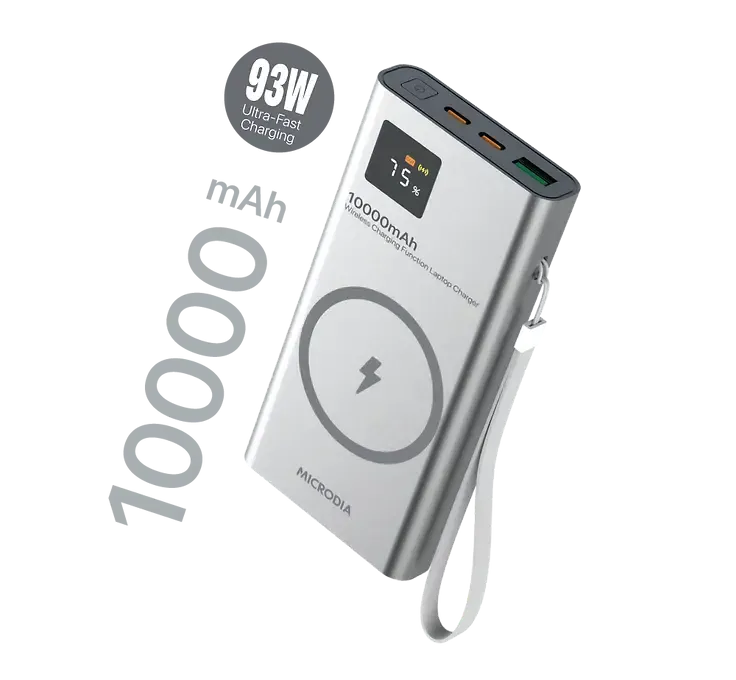 Vivid Pattern Design MICRODIA SNAPPower? MagGo LCD 10000mAh 93W Magnetic Wireless Power Bank, 15W Wireless Output   Dual 30W USB-C PD Output    18W USB-A Output with LCD Display