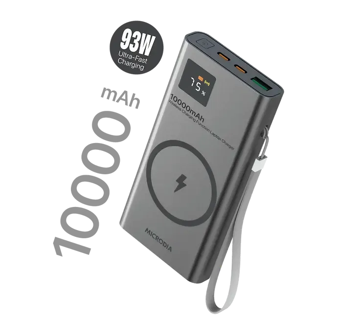 Durable Protection Layer Comfort Layer Texture MICRODIA SNAPPower? MagGo LCD 10000mAh 93W Magnetic Wireless Power Bank, 15W Wireless Output   Dual 30W USB-C PD Output    18W USB-A Output with LCD Display