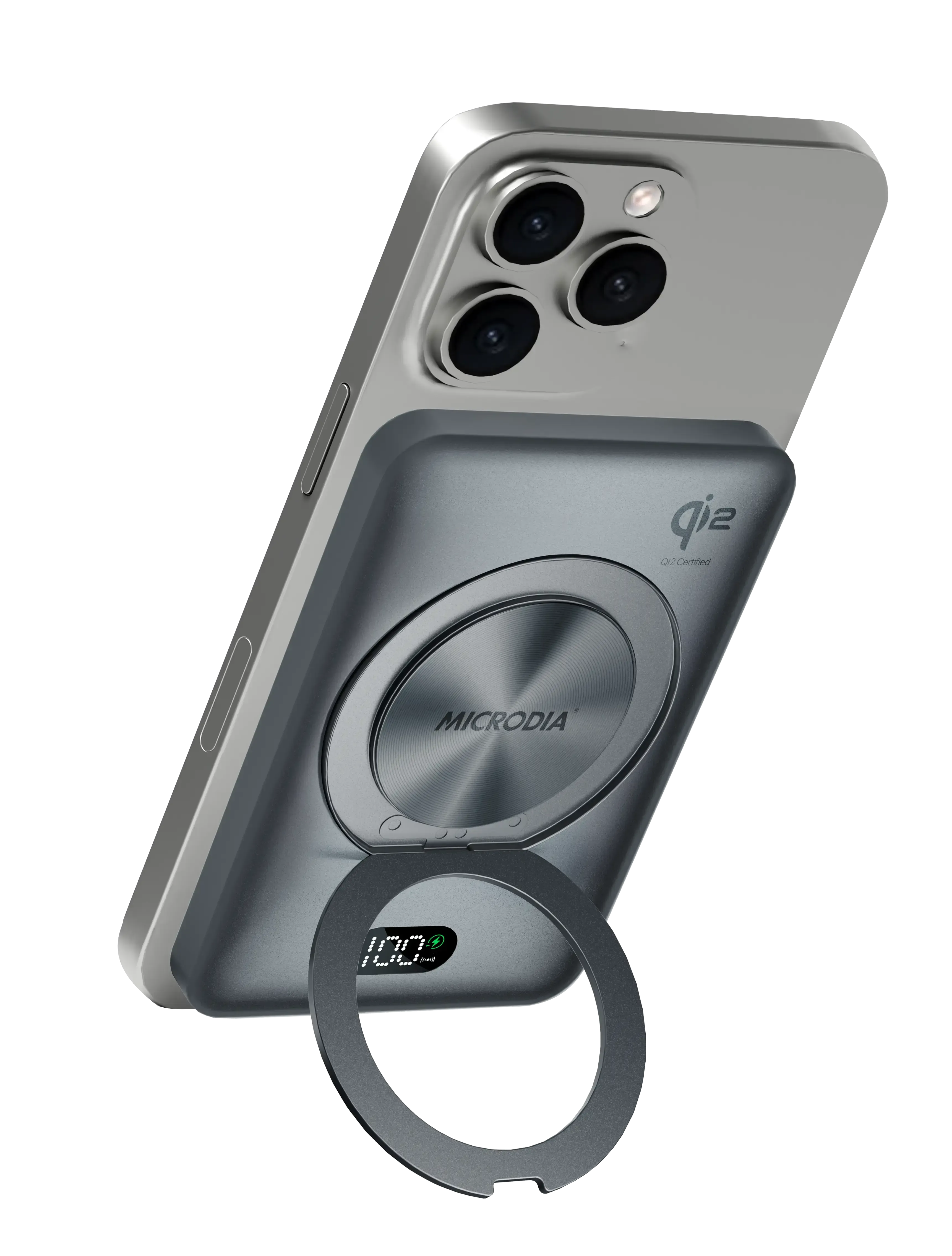 MICRODIA SNAPPower? RING Qi2, 5-in-1 35W, Magnetic Wireless Power Bank Minimal Pattern Texture