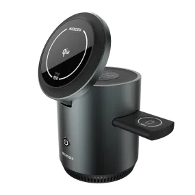 Rugged Build Marble finish MICRODIA SNAPStation? CORE Qi2 23W 4-in-1 Magnetic Wireless Charging Station with Night Light