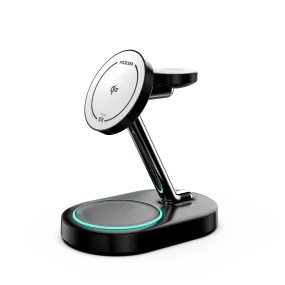 Durable Texture Finish MICRODIA SNAPStation? PLUS Qi2 23W 4-in-1 Magnetic Wireless Charging Station