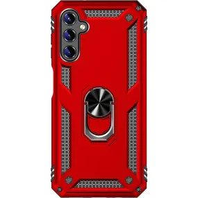 Flexible Grip Texture Unisex Design Military Kickstand Series with Belt Clip Case for Samsung Galaxy A14 5G - Red