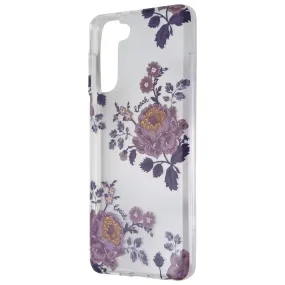 Unique Texture Rugged Build Coach Protective Case for Samsung Galaxy (S21 ) 5G - Moody Floral Purple / Clear