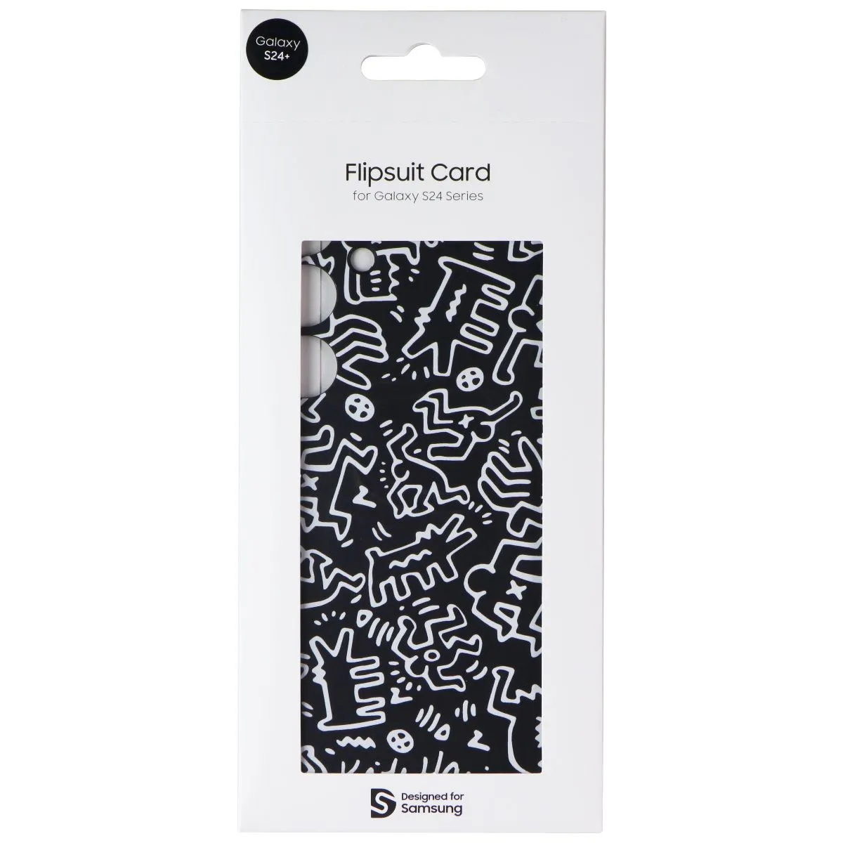Samsung Interactive Flipsuit Card for Galaxy S24  (Plus) - Keith Haring Black Polished Surface Minimal Edge Design