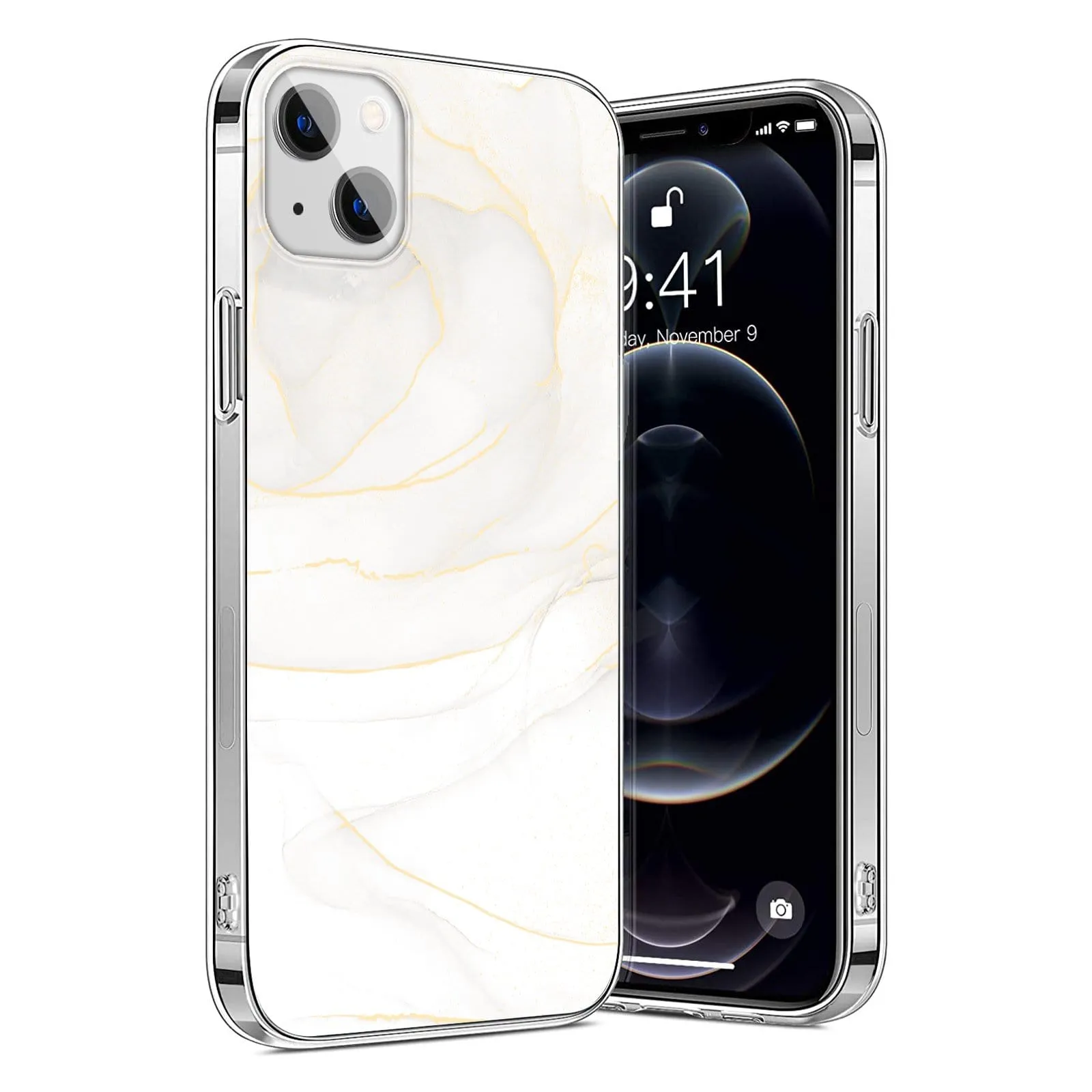 White Marble Series Case - iPhone 13 Mini Flexible Shell hybrid design