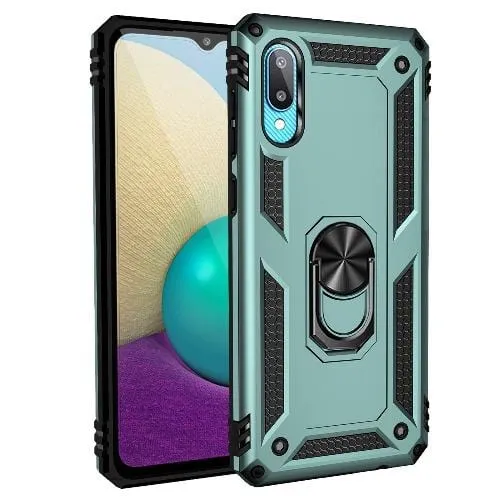 Military Kickstand Case - Samsung Galaxy A02 (2021) Comfort Edge Texture Tight Fit
