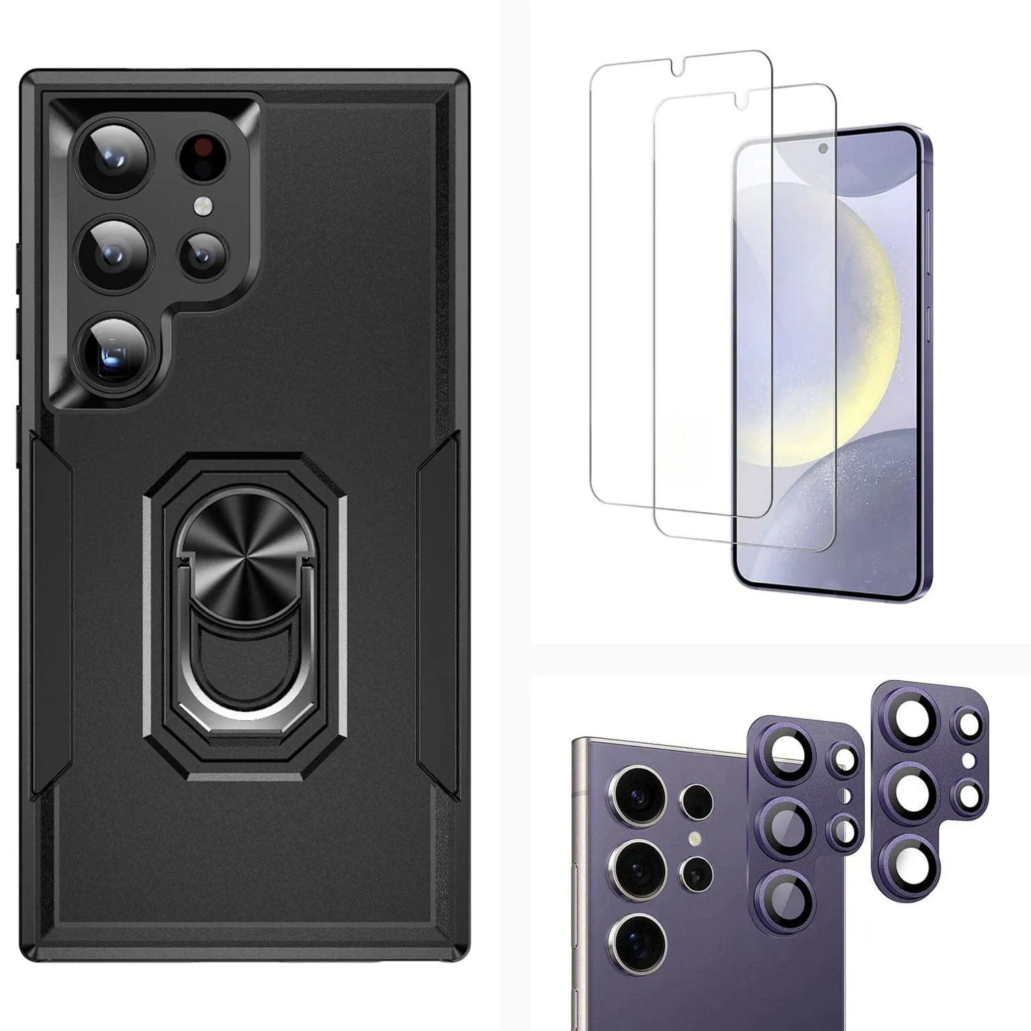 Raider Series Heavy Duty Kickstand Case with Screen and Camera Protector - Samsung Galaxy S24 Ultra Smooth Texture Pattern Vivid Pattern