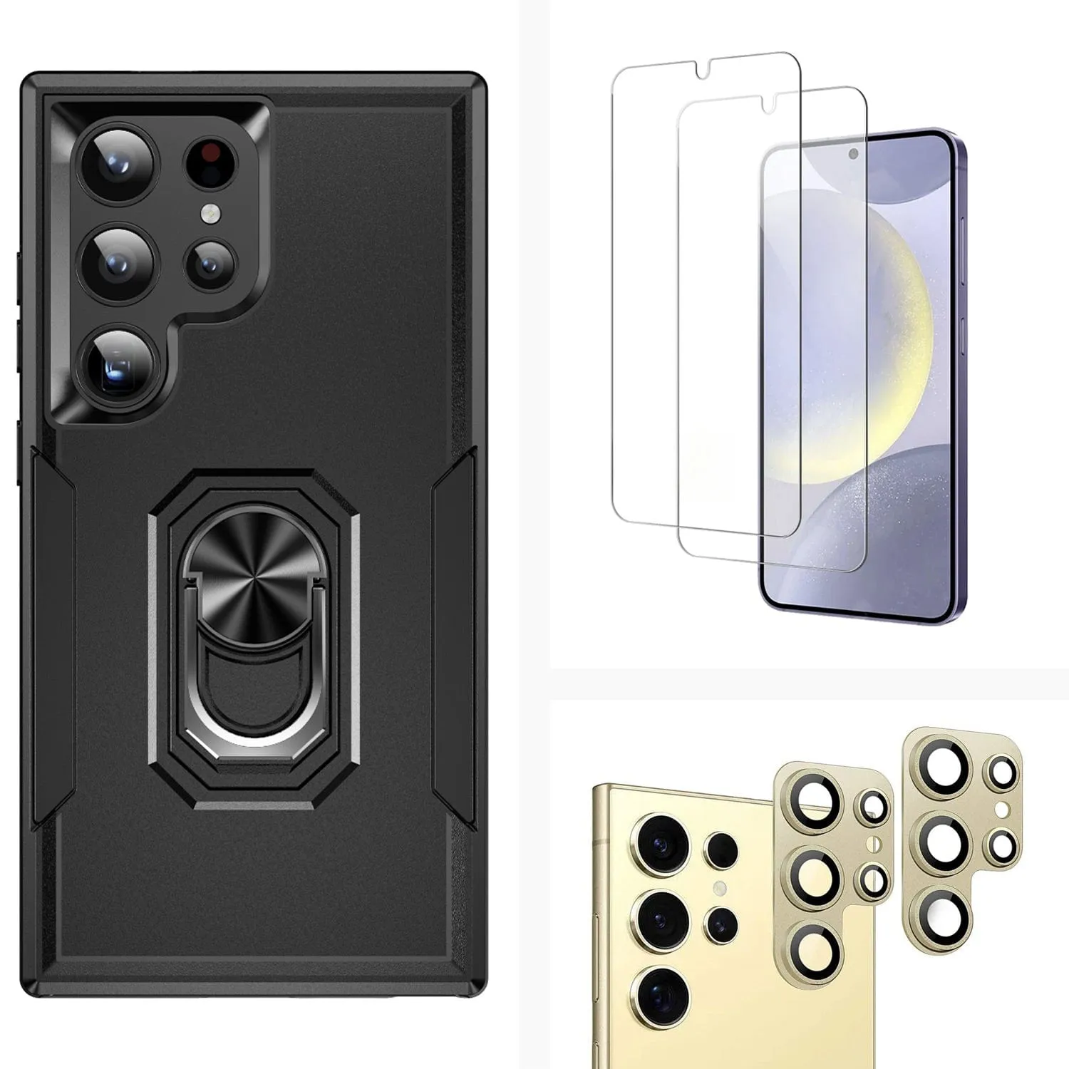 Raider Series Heavy Duty Kickstand Case with Screen and Camera Protector - Samsung Galaxy S24 Ultra Comfort Grip Grip Enhanced