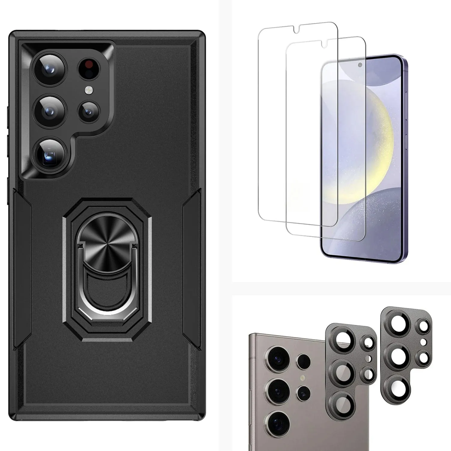 Raider Series Heavy Duty Kickstand Case with Screen and Camera Protector - Samsung Galaxy S24 Ultra Daily Essential Lightweight Build