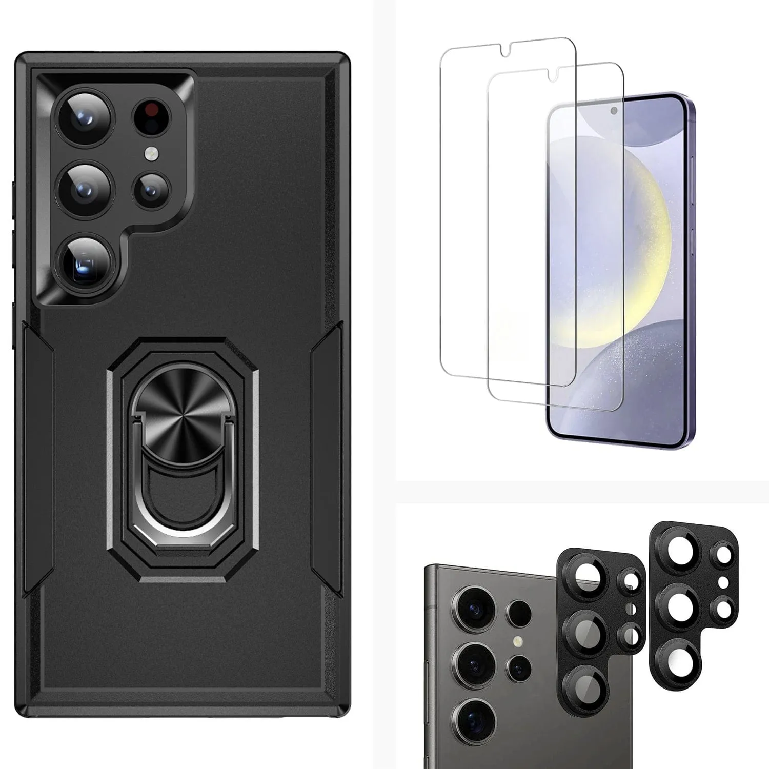 Raider Series Heavy Duty Kickstand Case with Screen and Camera Protector - Samsung Galaxy S24 Ultra Smooth Layer