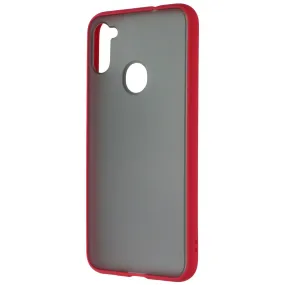 Matte Look Design Durable Frame MyBat Frost Hybrid Series Case for Samsung Galaxy A11 - Smoke / Red