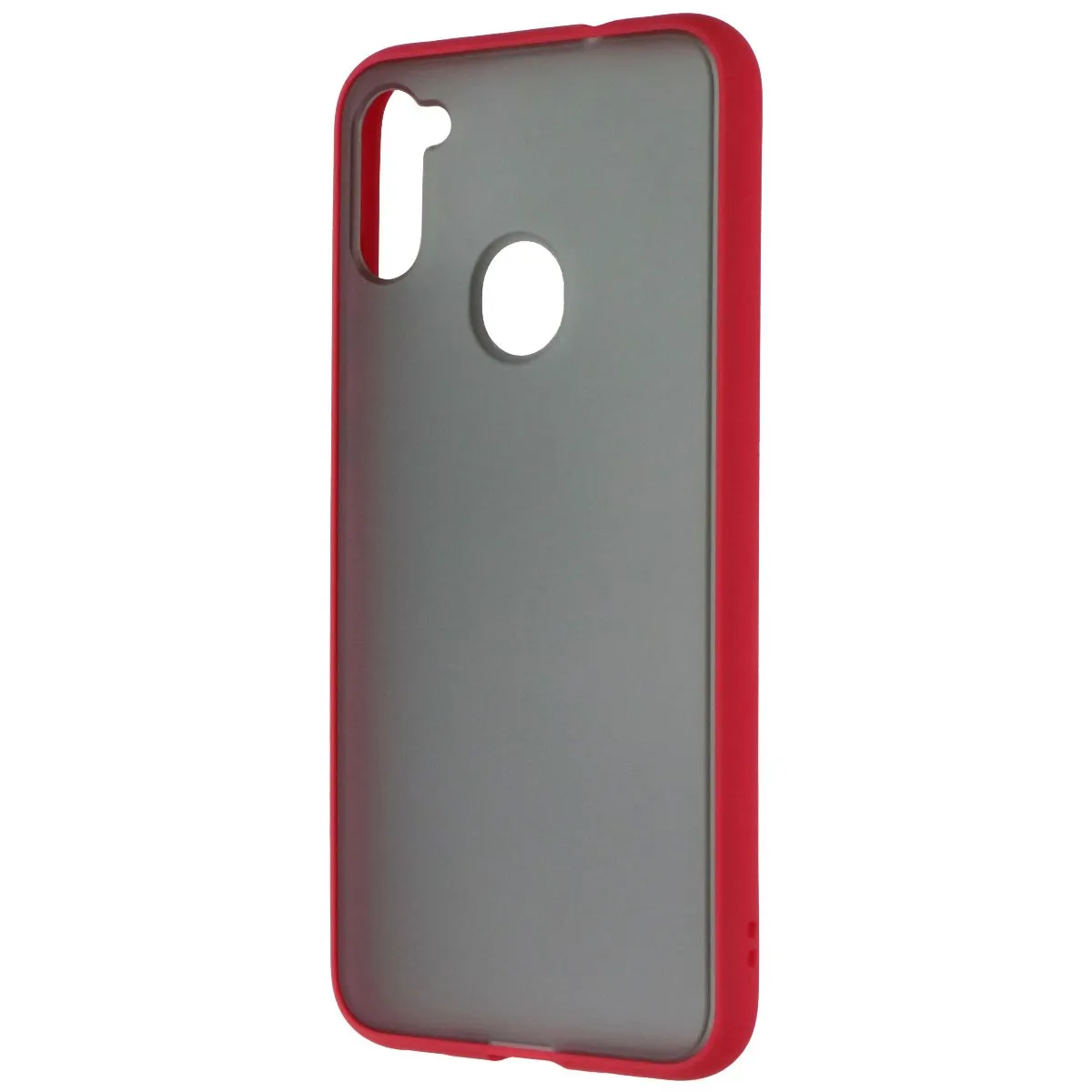 Matte Look Design Durable Frame MyBat Frost Hybrid Series Case for Samsung Galaxy A11 - Smoke / Red