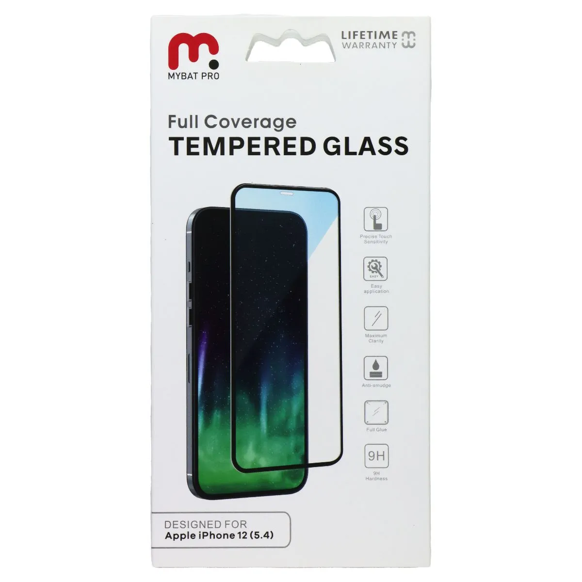 MyBat Pro Full Coverage Tempered Glass for Apple iPhone 12 - Clear/Black Trim Screen Protector Ultra Elite