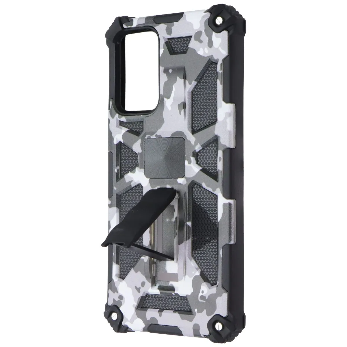 Colorful Pattern Mybat Sturdy Case with Stand for Samsung Galaxy A72 5G - Gray/Black Camouflage