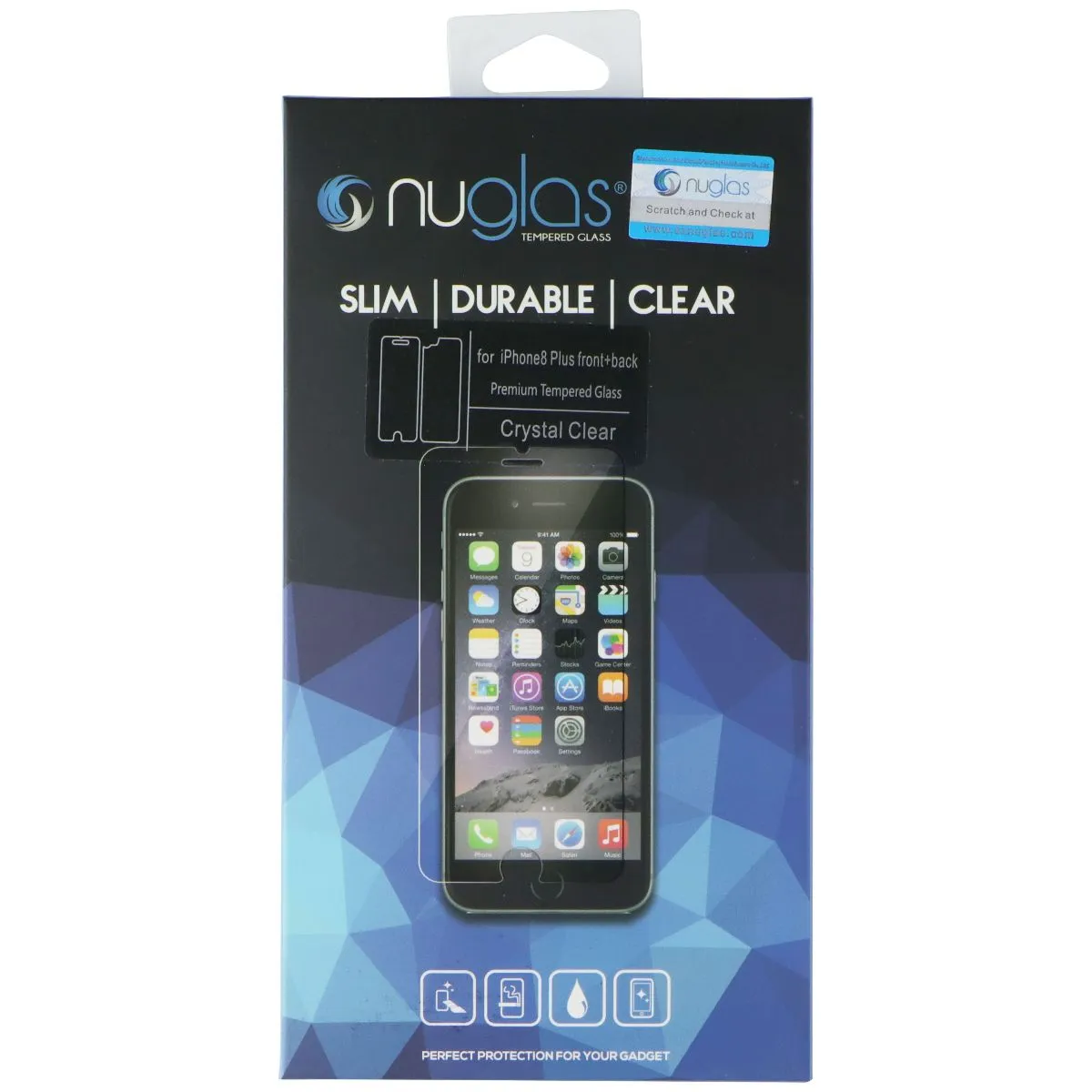 Nuglas Crystal Clear Tempered Glass (Front   Back) for iPhone 8 Plus - Clear Professional Device Guard