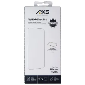 AXS ArmorGlass Pro Premium Screen Protector for iPhone 16/15 - Clear Easy Install