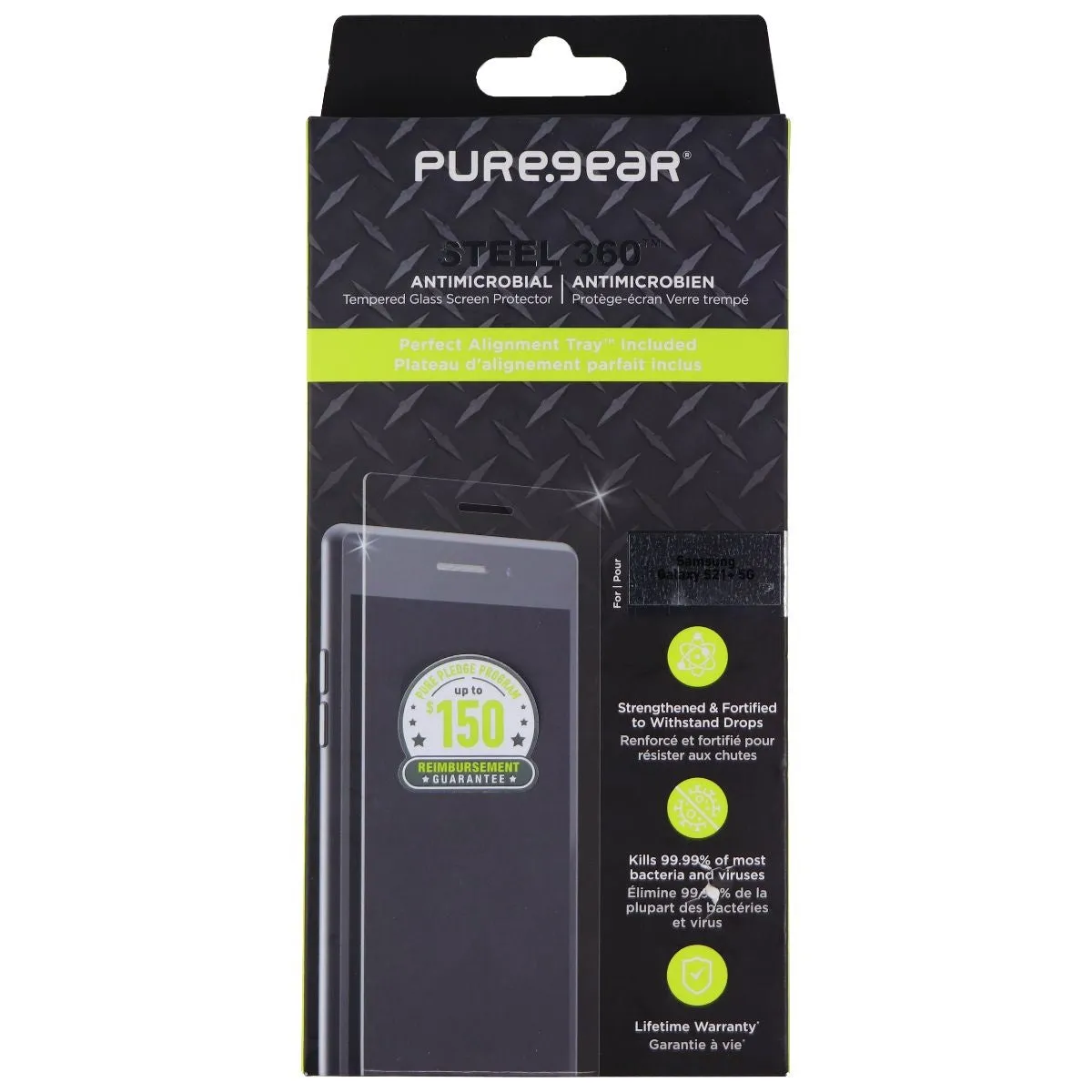 PureGear Steel 360 Tempered Glass Screen Protector for Samsung Galaxy S21  5G precise edge protector
