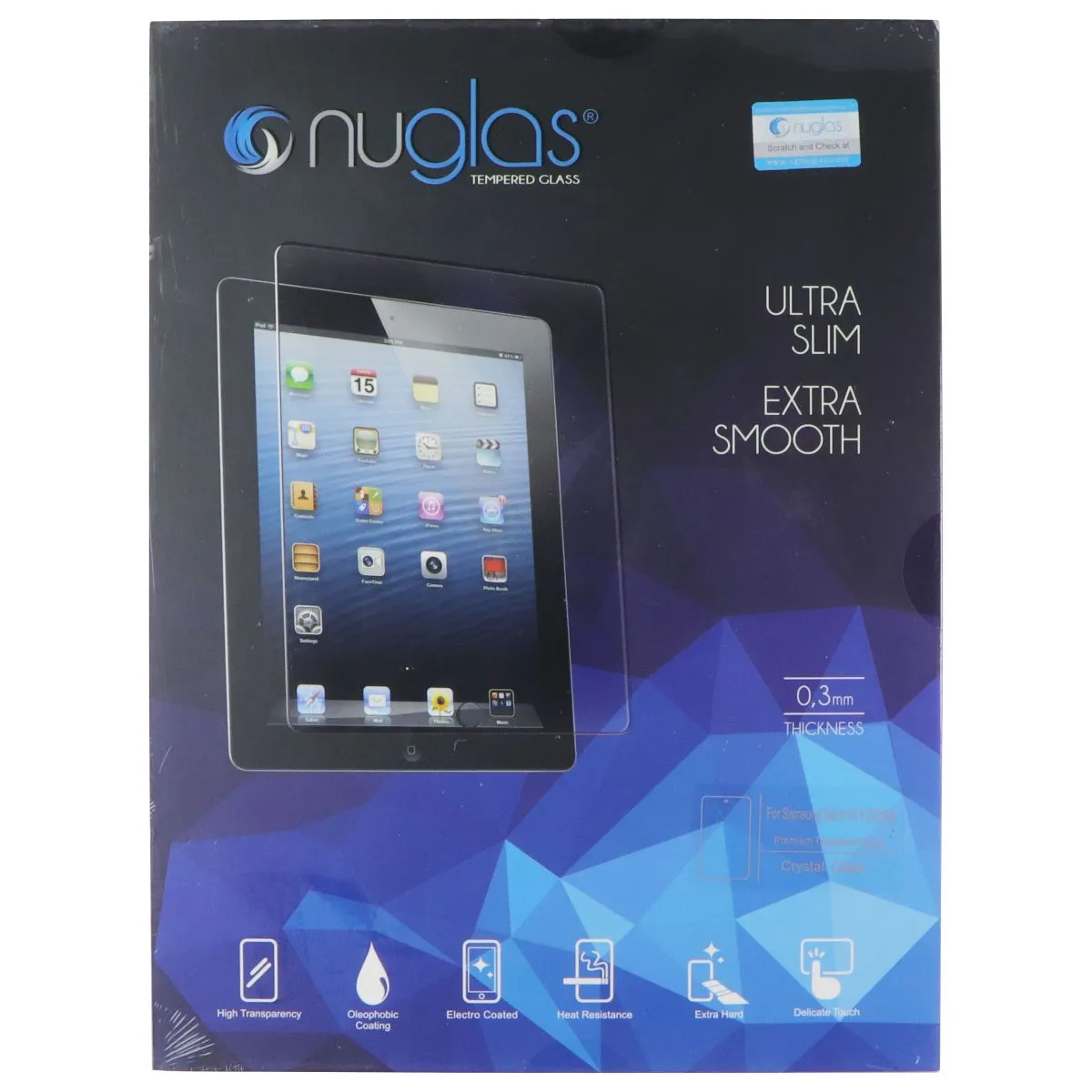 Screen Defense Plus HD Clarity Shield Nuglas Ultra Slim .3mm Tempered Glass for Samsung Tab A 10.1 (2019) - Clear