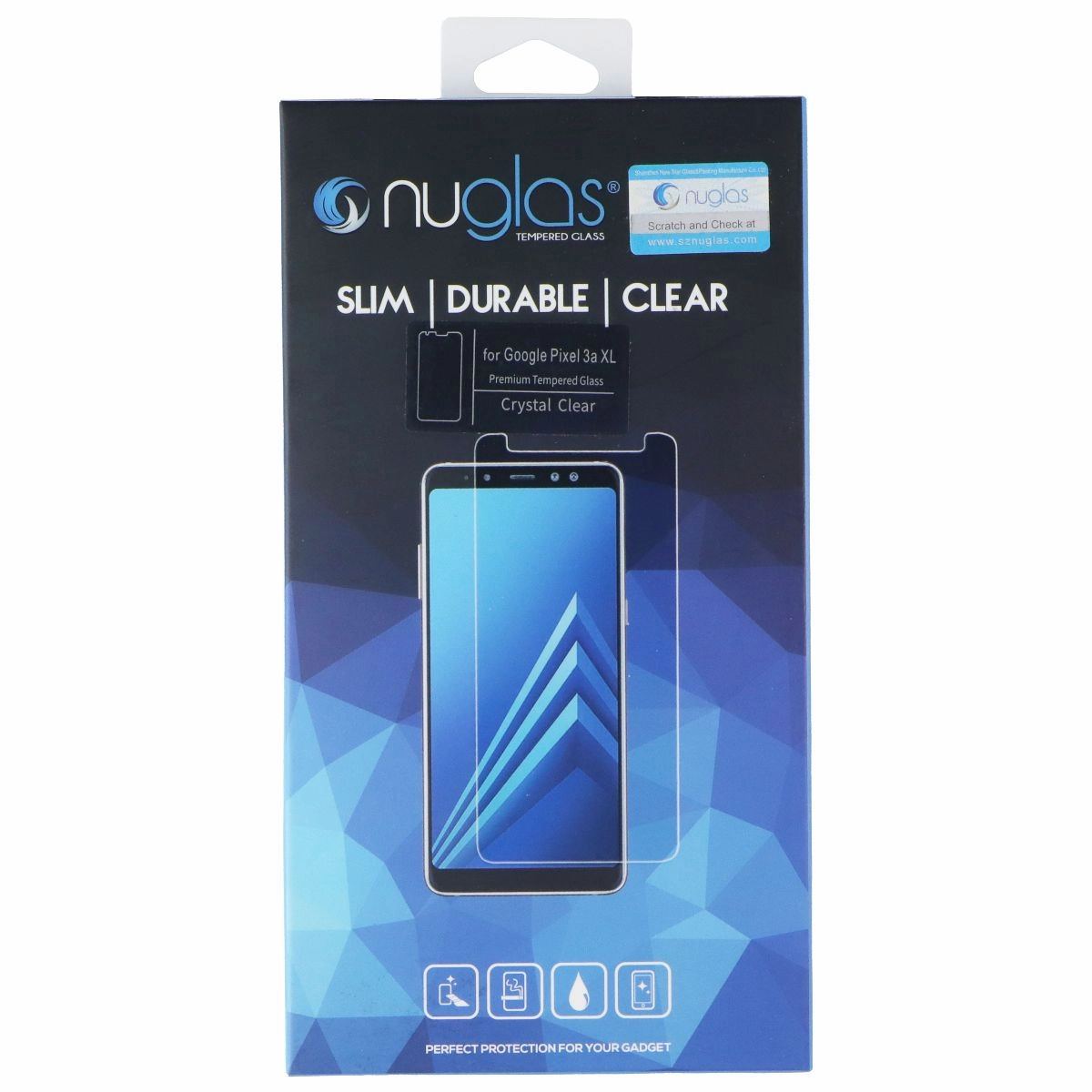 Easy Install Nuglas Crystal Clear Tempered Glass for Google Pixel 3a XL - Clear