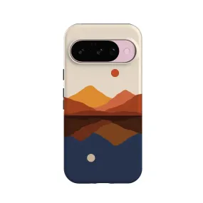 Gloss Finish Design Opposites Attract | Day & Night Colorblock Mountains Google Pixel Case