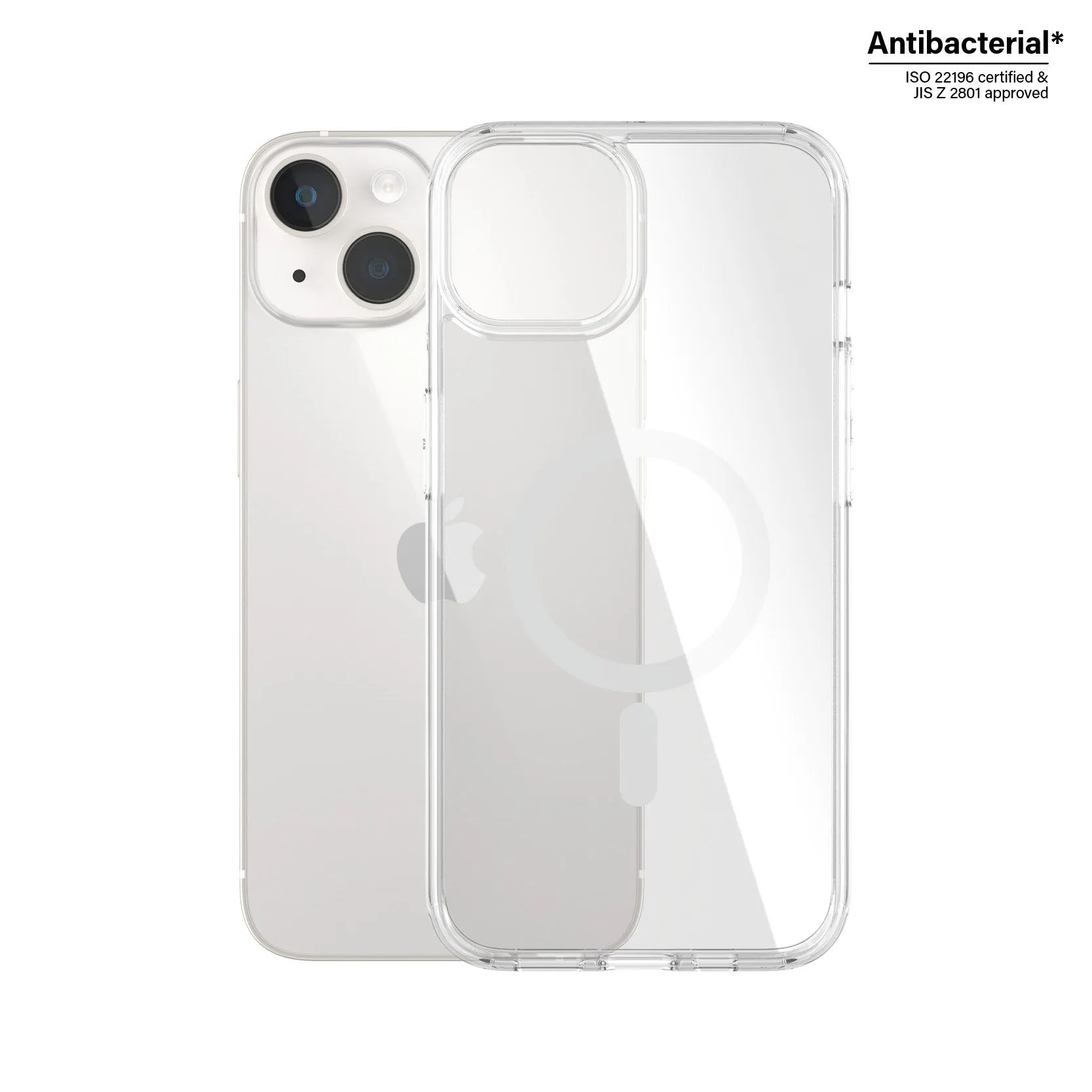 PanzerGlass? HardCase Transparent w. White MagSafe iPhone 14 | 13 Gloss Layer Finish