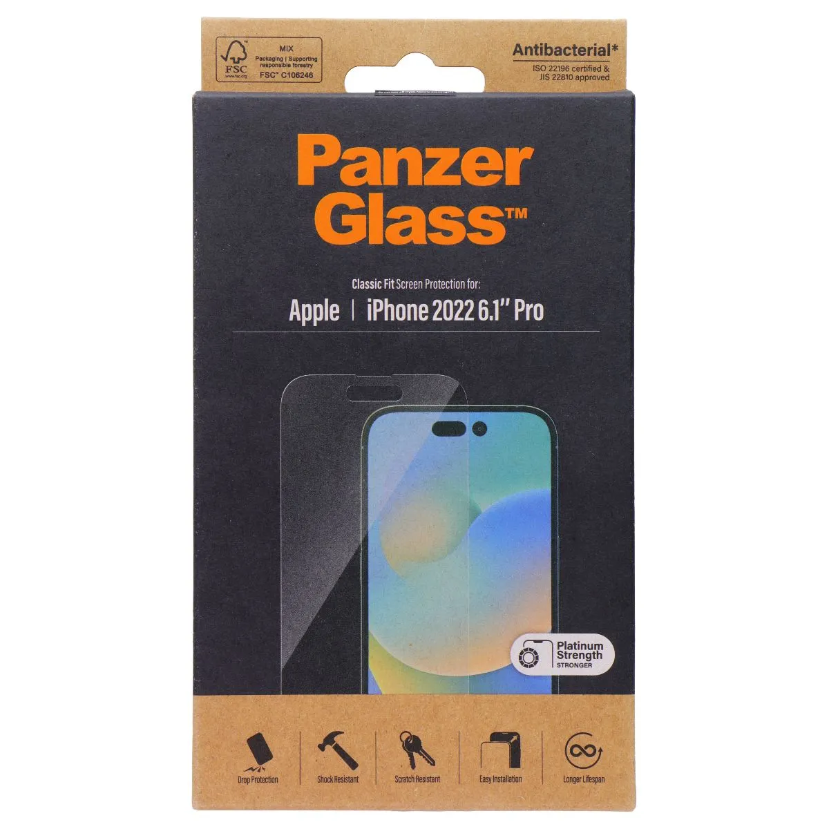 PanzerGlass Platinum Strength Classic Fit Screen Protector for iPhone 14 Pro Scratch Defense Shield ultra hd vision