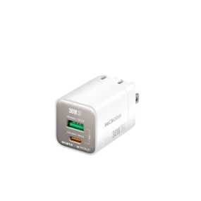 Pocket Friendly Textured Grip MICRODIA SMARTCube? Nano 30W GaN Pro Wall Charger, Dual-Port, USB-C PD3.0   USB-A QC3.0
