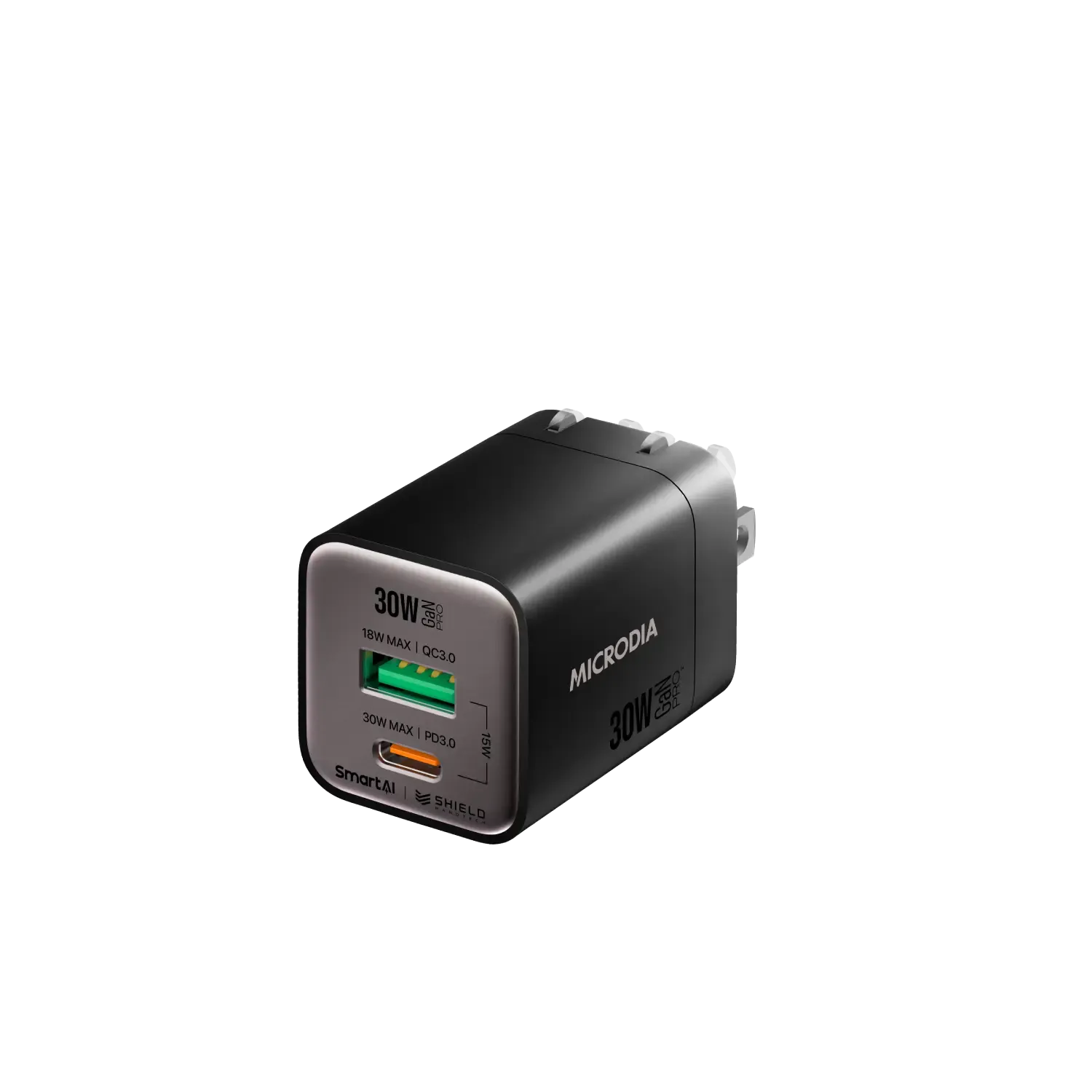 Creative Pattern Trendy Aesthetic MICRODIA SMARTCube? Nano 30W GaN Pro Wall Charger, Dual-Port, USB-C PD3.0   USB-A QC3.0
