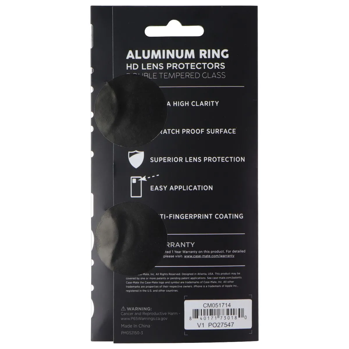 Screen Protection Coating ipad tempered glass Case-Mate Aluminum Ring HD Lens Protectors for iPhone 15 Pro / Pro Max - Twinkle