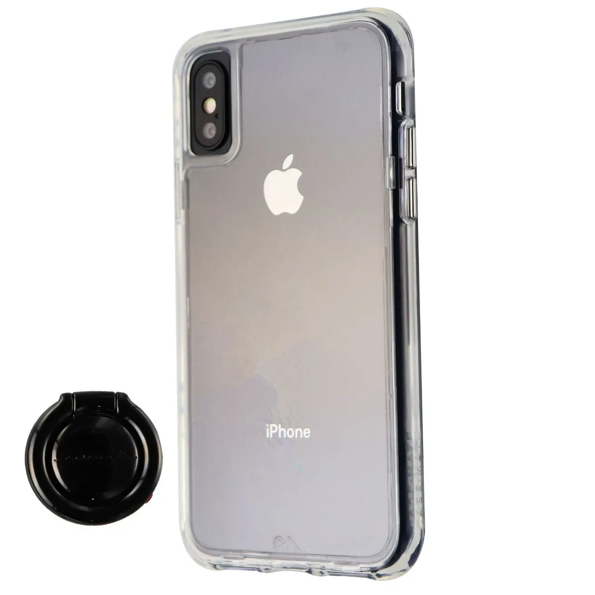 Case-Mate Tough Clear Case & Ring Grip Holder for iPhone Xs/X - Clear/Black Ring Soft Layer Texture