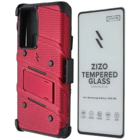 Protective Surface Zizo Bolt Series Case and Holster for Samsung Galaxy A53 5G - Red/Black