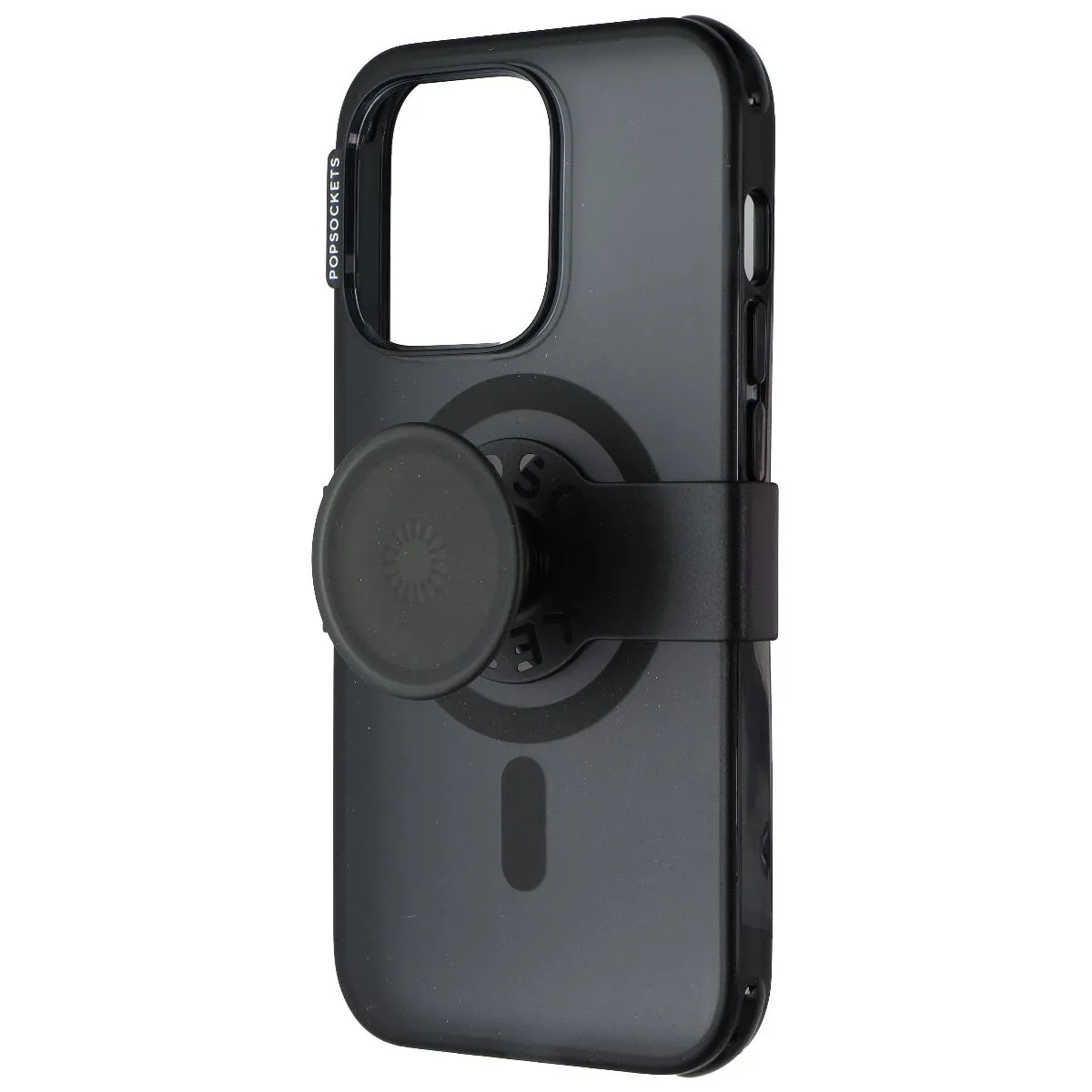 Premium Surface Texture PopSockets Hardshell Case for MagSafe for iPhone 14 Pro Max - Black Translucent