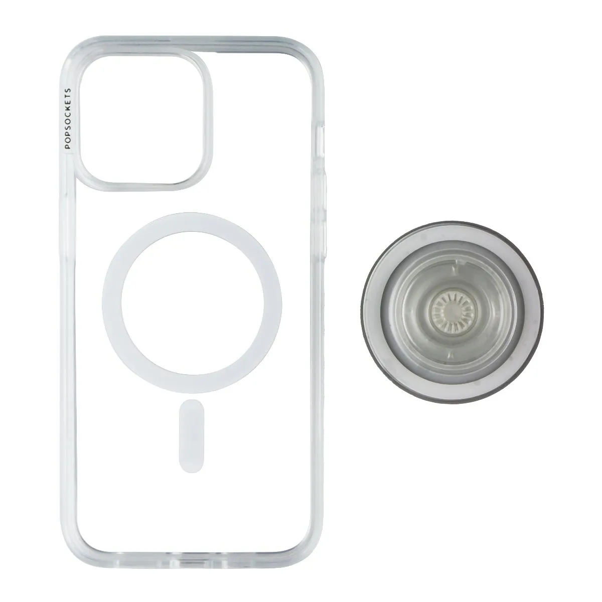 PopSockets PopCase for MagSafe for iPhone 15 Pro Max -Clear Reusable Material