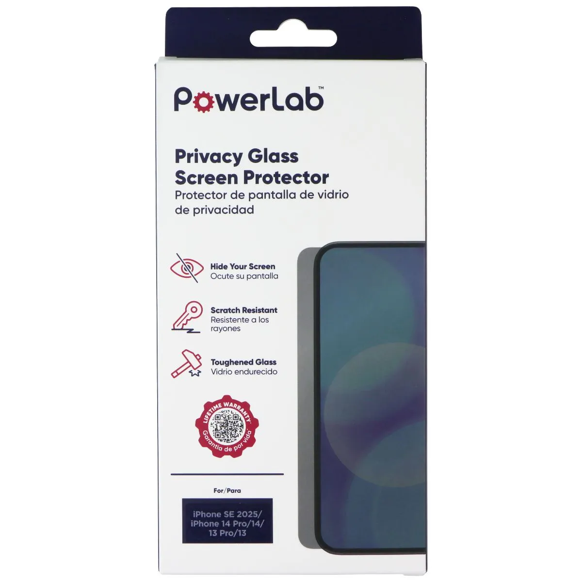 Edge Protection Screen Clarity Guard PowerLab Privacy Glass Screen Protector for iPhone 16e/14/14 Pro/13 Pro/13