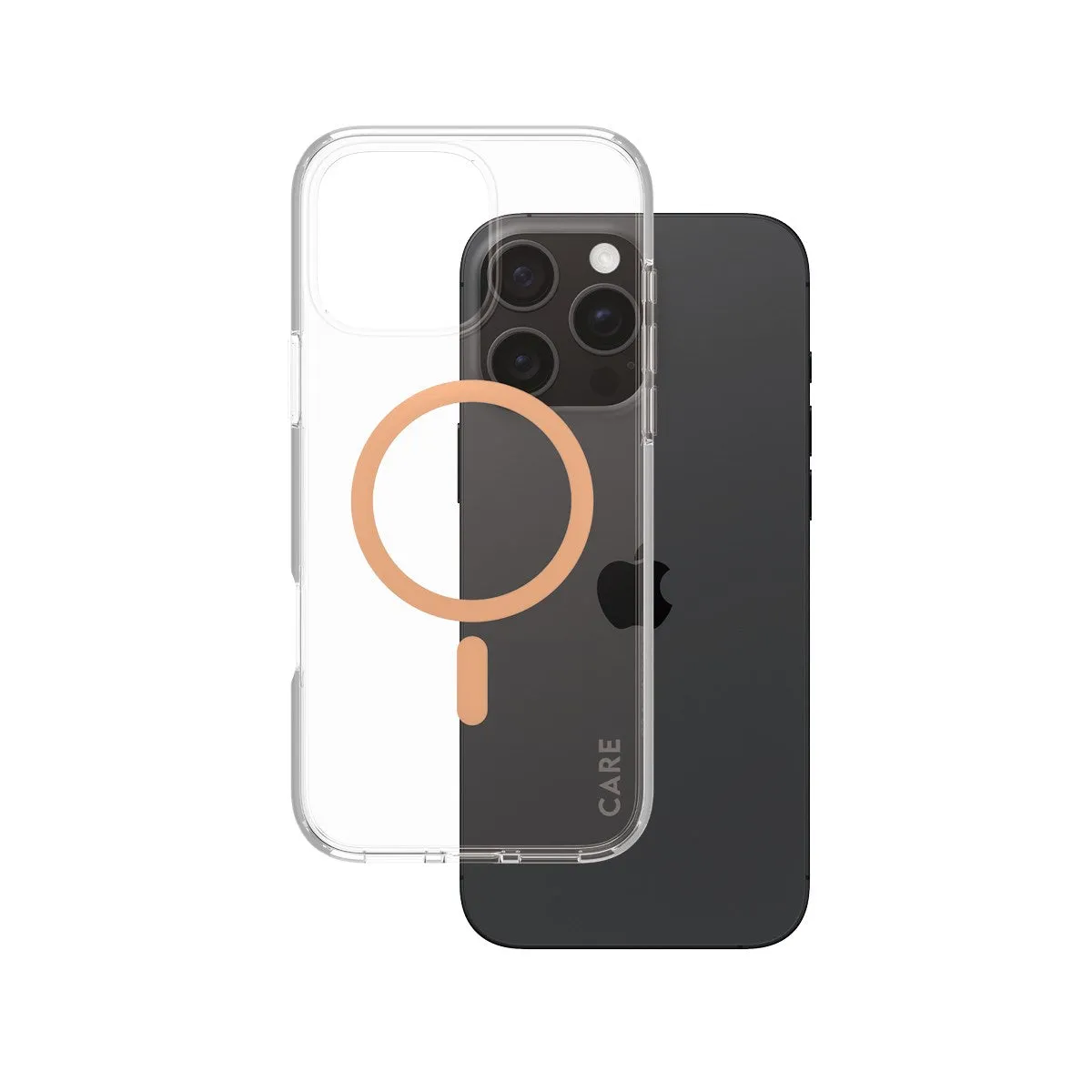elegant design Flexible Build Form CARE by PanzerGlass? Urban Combat Case Transparent w. Peachy MagSafe iPhone 16 Pro Max