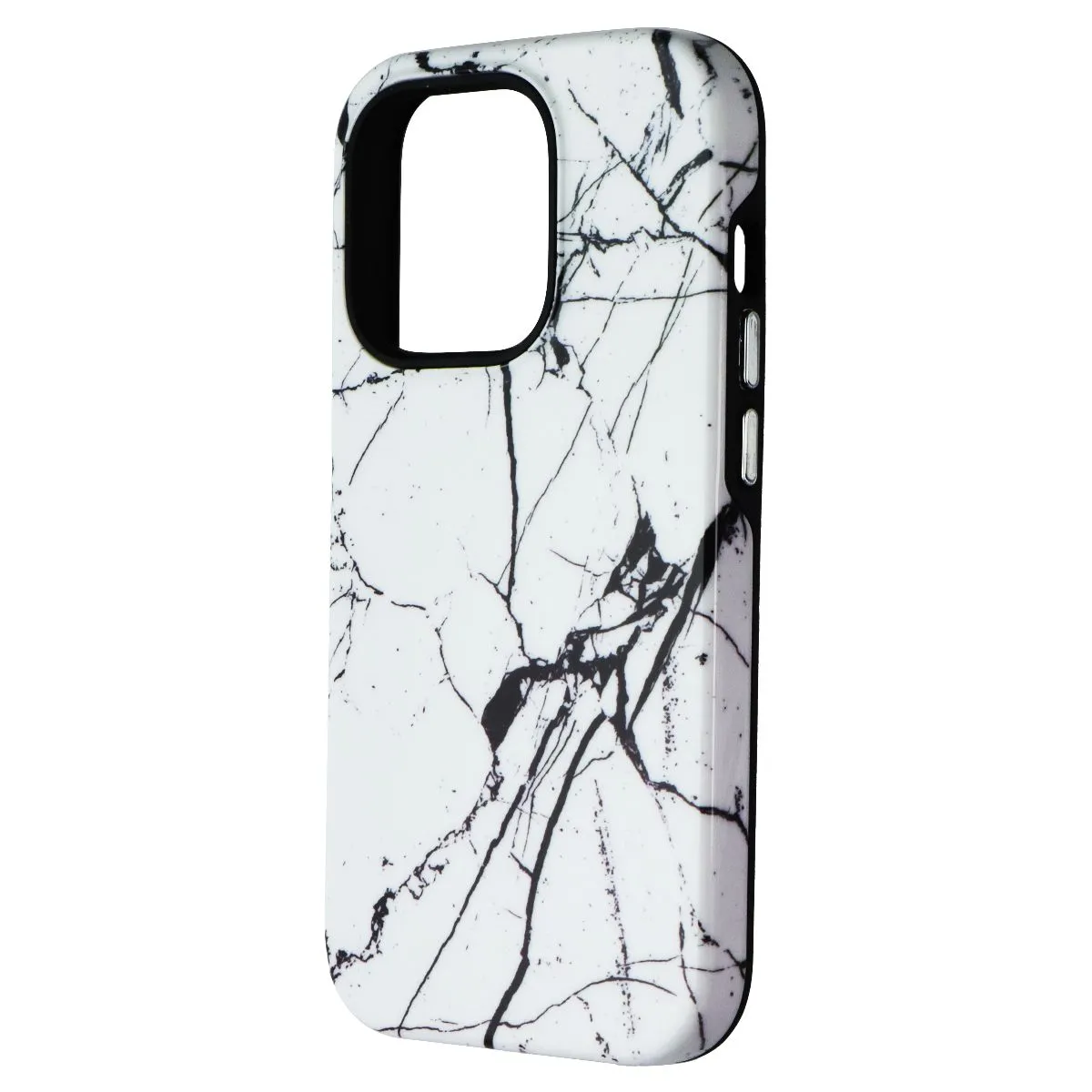 MyBat Pro Fuse Series Case for MagSafe Apple iPhone 14 Pro - Cracked Marble Soft Edge Look Smooth Layer Texture