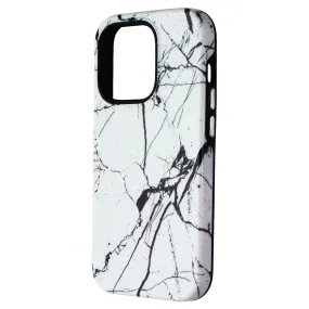 MyBat Pro Fuse Series Case for MagSafe Apple iPhone 14 Pro - Cracked Marble Soft Edge Look Smooth Layer Texture