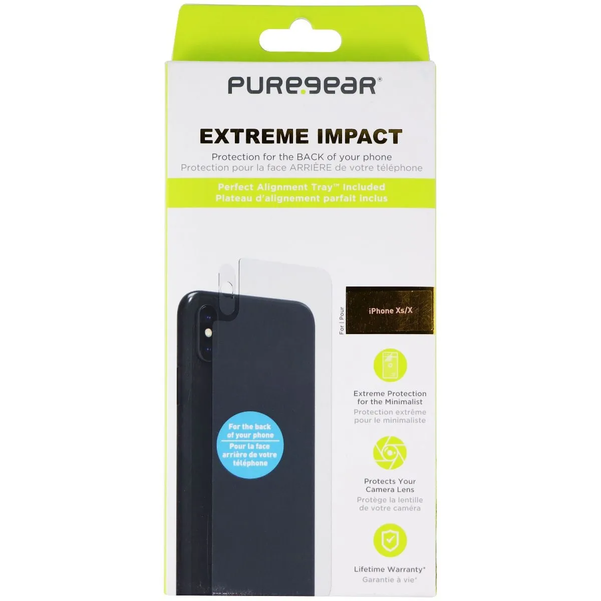 PureGear Extreme Impact Back Screen for iPhone Xs/X - Clear / Back Side Only Anti Reflection Film