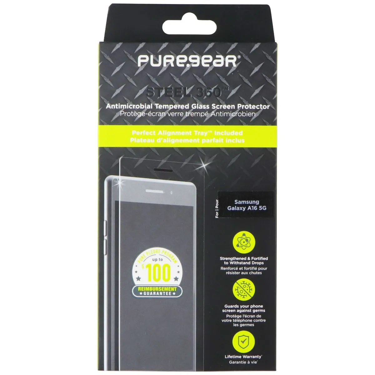 Screen Defense Ultra PureGear Steel 360 Tempered Glass Screen Protector for Samsung Galaxy A16 5G