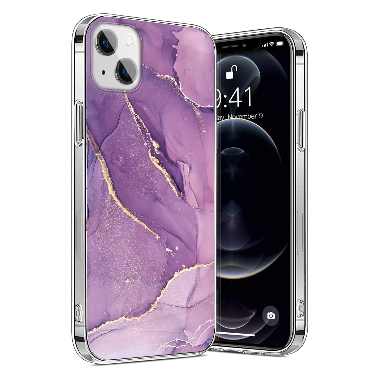 Lightweight Grip Smooth Pattern Design Purple Marble Series Case - iPhone 13 mini