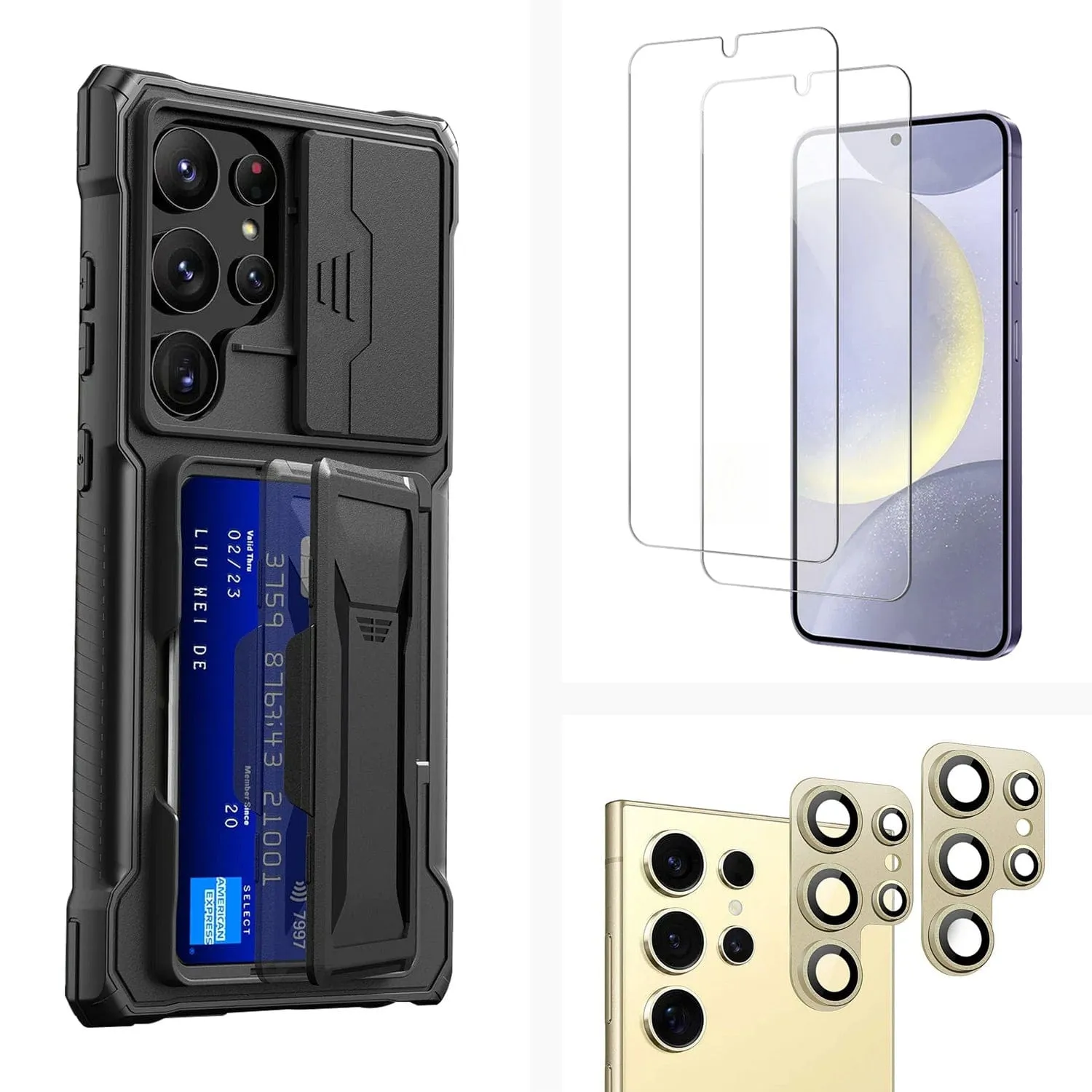 Raider Series Heavy-Duty Card-Slot Case with Screen and Camera Protector - Samsung Galaxy S24 Ultra Light Edge Fashion Look